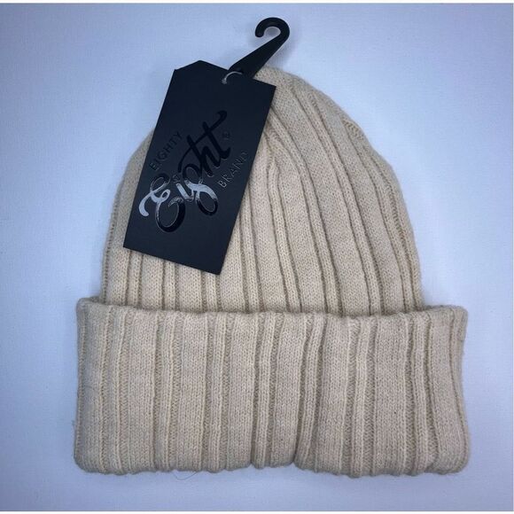 NWT Eighty Eight Brand Cozy Winter Knit Tan Beanie Style Hat - Picture 1 of 4